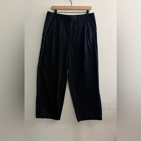 Banana Republic Explorer Nouve Wide Leg Pleated Pants Black 12 Cotton - Picture 4 of 10